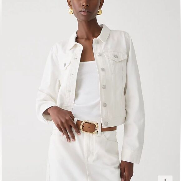 J Crew New‎ classic denim jacket in white Womens XS - Picture 9 of 10